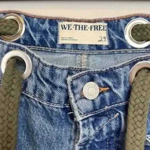 Free People Moxie Barrel Paint Splatter Jeans - Picture 6 of 9